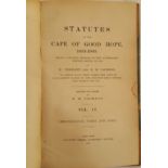 E.M. Jackson (Editor.) Statutes of the Cape of Good Hope, 1652-1905. Vol. IV. Chronological Table