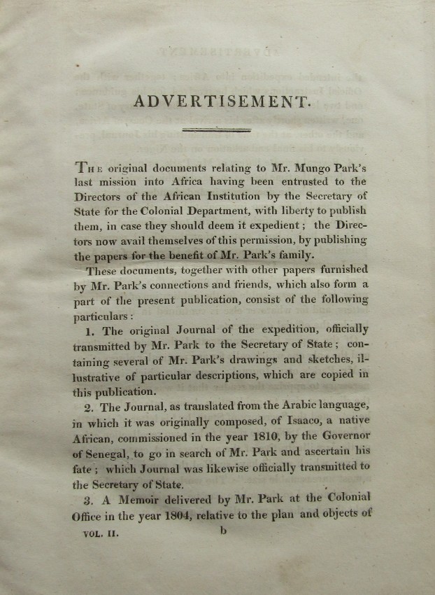 Mungo Park The Journal of a Mission to the Interior of Africa, in the Year 18051 volume. Large - Image 4 of 4