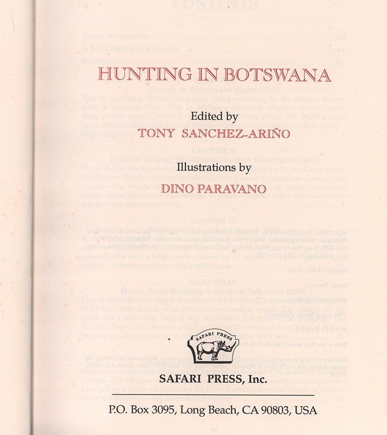 Sanchez-Ari?ño (Tony) ed. HUNTING IN BOTSWANA(Signed by the editor and the illustrator) - Image 3 of 4