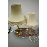 Table lamps and a tray