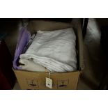 Box of various linen and table cloths