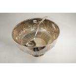 Silver-plated punch bowl and ladle