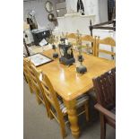 Modern oak table and six chairs