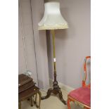 Brass and mahogany standard lamp