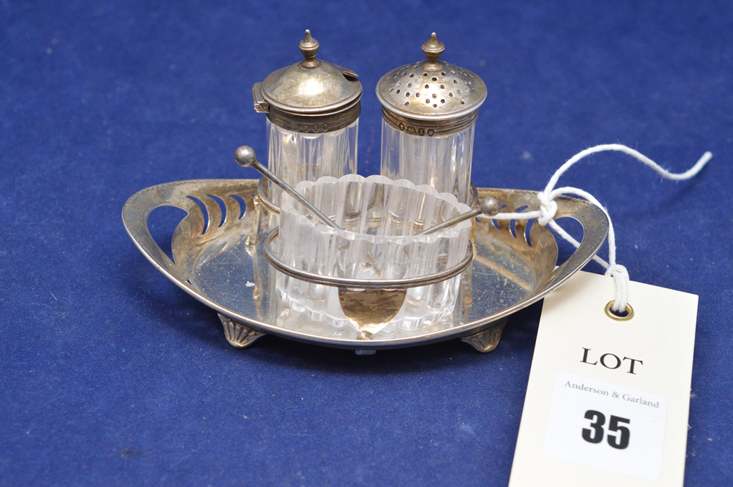 Victorian silver condiment set