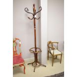 Stained wood Bentwood hat and coat stand