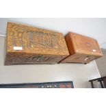 Two Oriental camphor blanket boxes