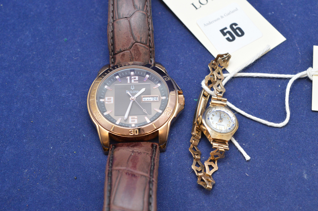 A 9ct yellow gold lady's cocktail watch by Seiko, 11.6g gross; together with a gentleman's Bulova