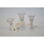 Three 18th Century style wine glasses