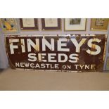 An 8ft enamel sign for Finney's Seeds.