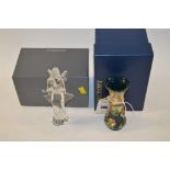 Modern Moorcroft vase boxed; Waterford crystal angel boxed