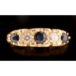 Five stone sapphire and diamond ring