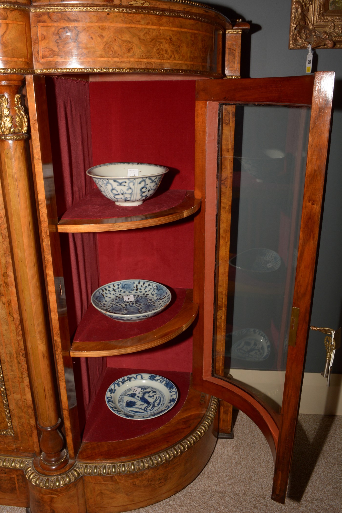 A fine Victorian burr walnut and ormolu mounted credenza. - Image 14 of 25