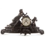 Pert Bally, Brevete a Paris: French bronze mantel clock.