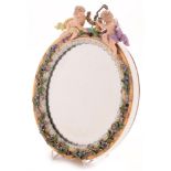 19th Century porcelain Meissen oval mirror.