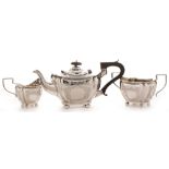 Three piece silver tea set