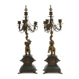 Pair bronze candelabra