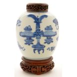 Chinese blue and white jar.