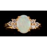 Opal and diamond ring