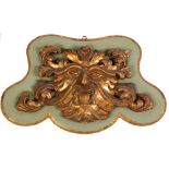 Green Man gilt carved wood plaque