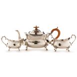 Three piece silver tea set