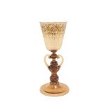 An early 20th Century coloured glass goblet.