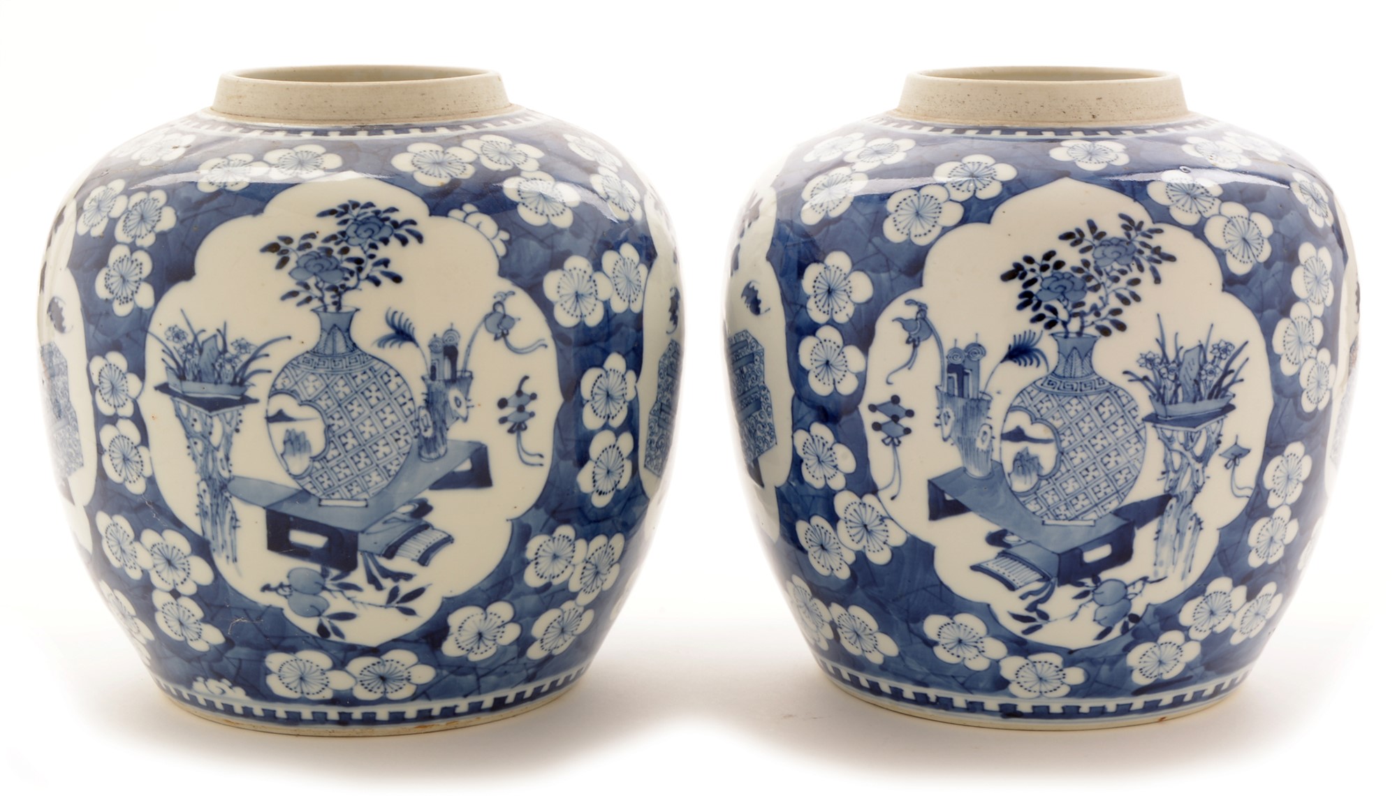 Pair of Chinese blue and white ginger jars.