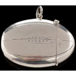 Edwardian silver rugby ball vesta case