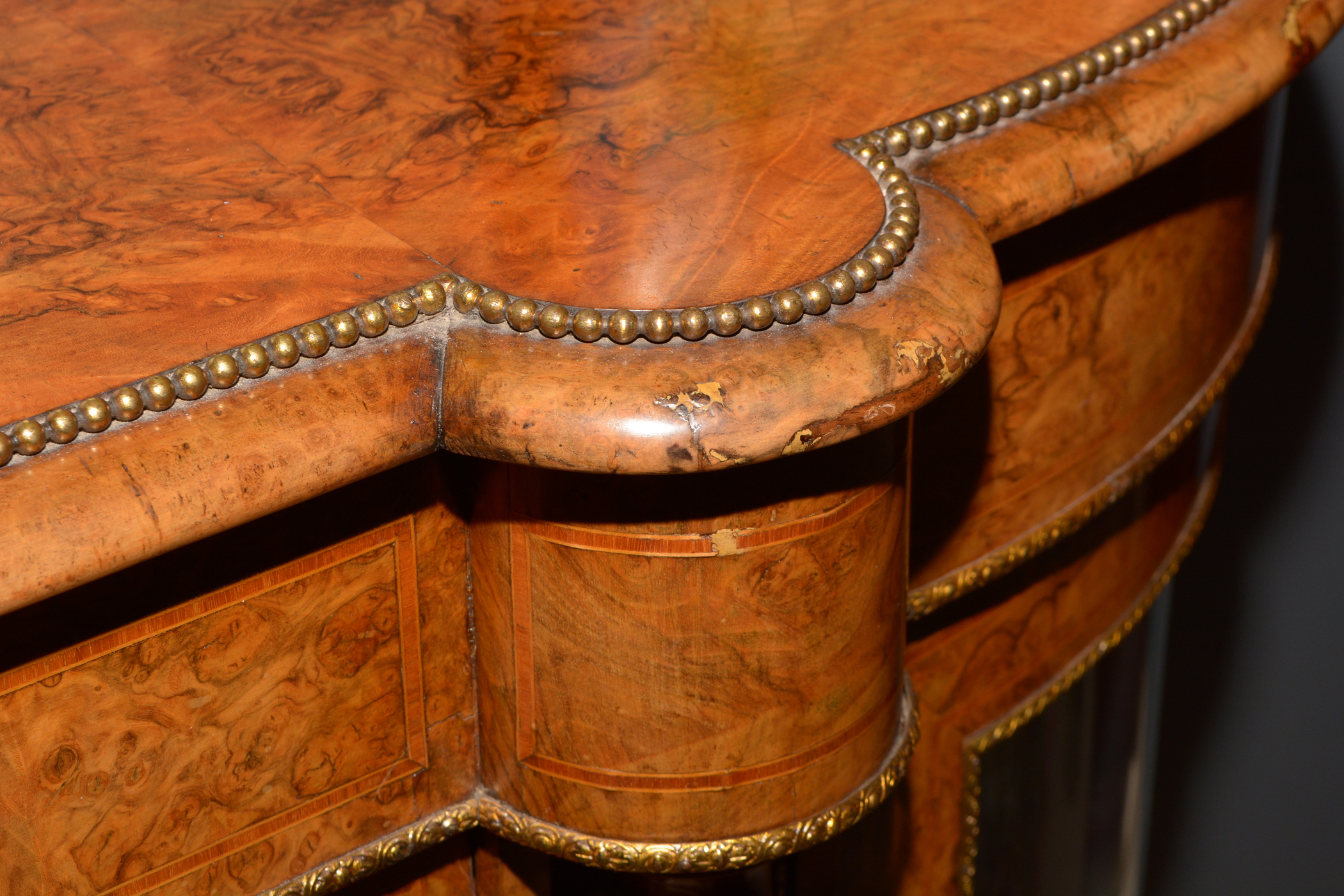 A fine Victorian burr walnut and ormolu mounted credenza. - Image 5 of 25