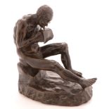 Bronze study - naked and seated old man
