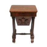 An early Victorian rosewood work/sewing table.
