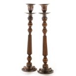 Pair silver mounted wooden candlesticks