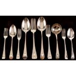 A composite suite of Old English and Hanoverian pattern flatware