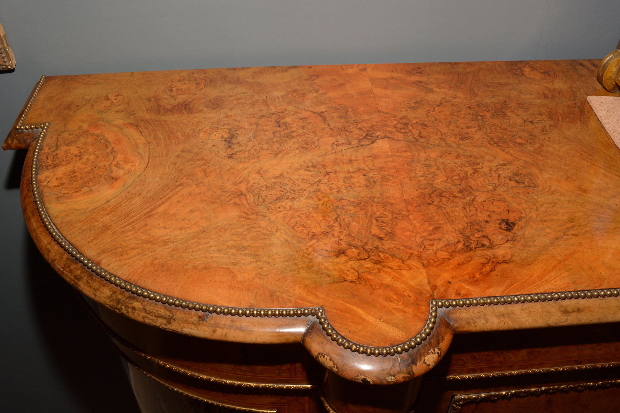 A fine Victorian burr walnut and ormolu mounted credenza. - Image 17 of 25