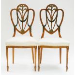 Pair painted satinwood occasional chairs.