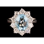 Aquamarine and diamond ring