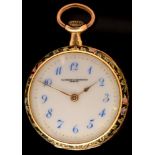 Vacheron & Constantin: an 18k gold and enamelled lady's crown wind fob watch.