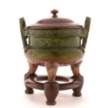 Chinese green glazed earthenware censer