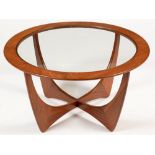 Norman Wilkins for G-Plan: a teak and glass circular Astro coffee table.