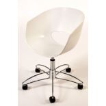 Italian white plastic and chrome desk chair