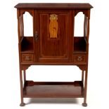 Attributed to Shapland & Petter: an Art Nouveau inlaid mahogany music cabinet.