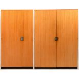 John & Sylvia Reid for Stag: two fine line teak wardrobes; and a headboard.