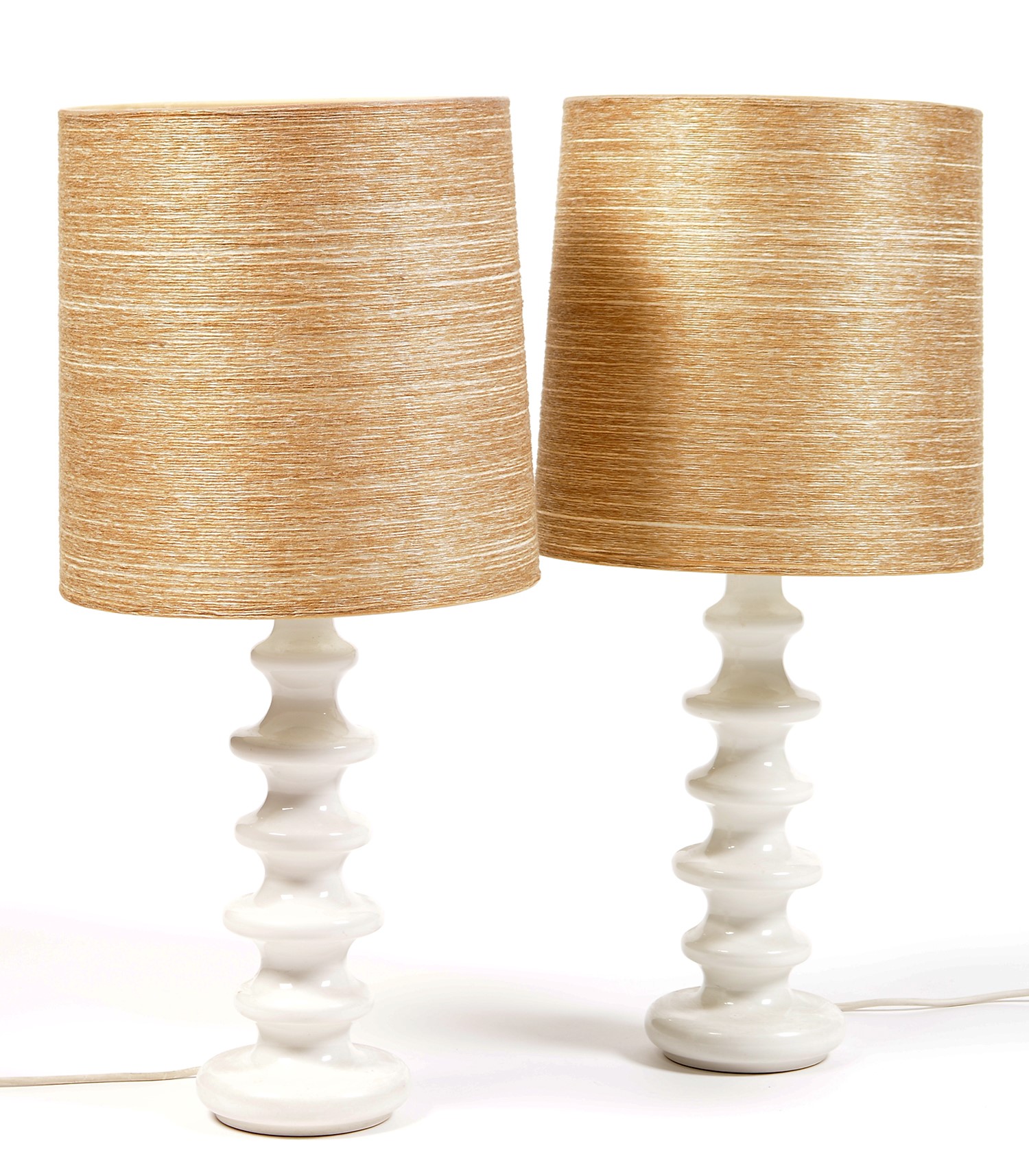 A pair of 1970's white glazed ceramic table lamps