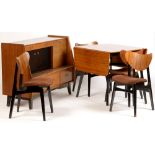 G-Plan: a teak and ebonised six-piece dining room suite.