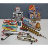 Tin plate robot and rockets