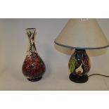 Moorcroft vase and lamp