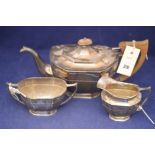 Three piece silver tea set