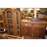 Oak sideboard and display cabinet