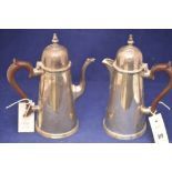 Silver coffee pot and hot water jug