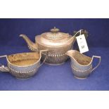 Three piece silver tea set